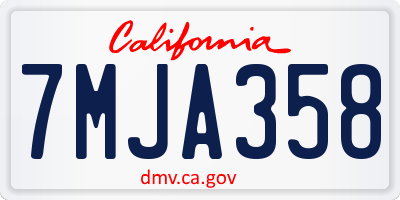 CA license plate 7MJA358