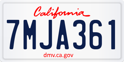 CA license plate 7MJA361