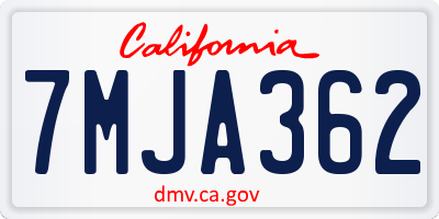 CA license plate 7MJA362