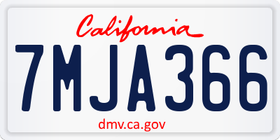 CA license plate 7MJA366