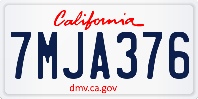 CA license plate 7MJA376