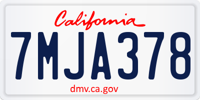 CA license plate 7MJA378