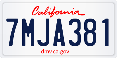 CA license plate 7MJA381