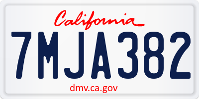 CA license plate 7MJA382