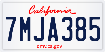 CA license plate 7MJA385