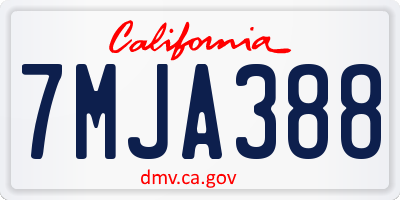 CA license plate 7MJA388