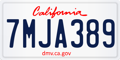 CA license plate 7MJA389