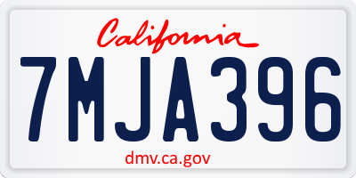 CA license plate 7MJA396