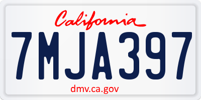 CA license plate 7MJA397