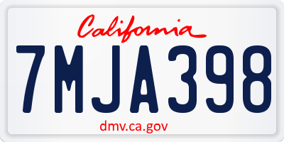 CA license plate 7MJA398