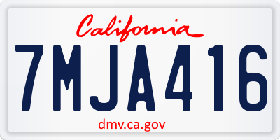 CA license plate 7MJA416
