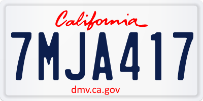 CA license plate 7MJA417