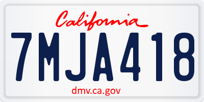 CA license plate 7MJA418