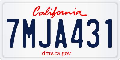 CA license plate 7MJA431
