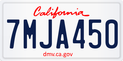 CA license plate 7MJA450