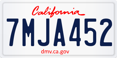CA license plate 7MJA452