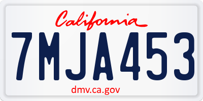 CA license plate 7MJA453