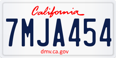 CA license plate 7MJA454
