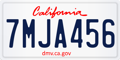 CA license plate 7MJA456