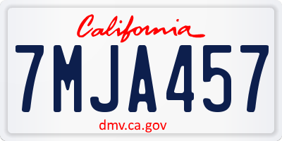 CA license plate 7MJA457