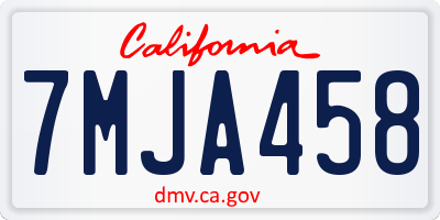 CA license plate 7MJA458