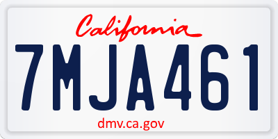 CA license plate 7MJA461