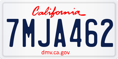 CA license plate 7MJA462