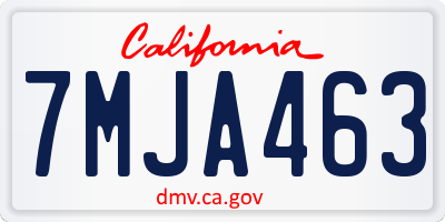 CA license plate 7MJA463