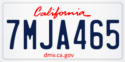 CA license plate 7MJA465