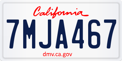 CA license plate 7MJA467