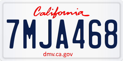 CA license plate 7MJA468