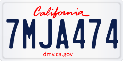 CA license plate 7MJA474