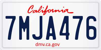 CA license plate 7MJA476