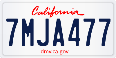 CA license plate 7MJA477
