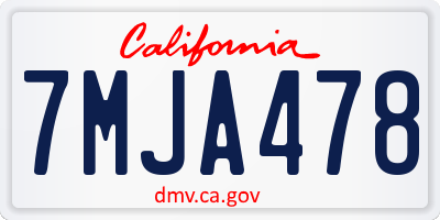 CA license plate 7MJA478