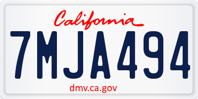 CA license plate 7MJA494
