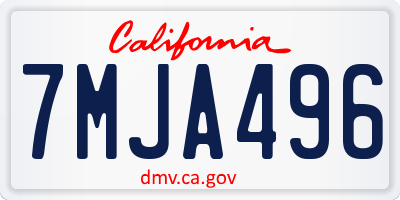 CA license plate 7MJA496
