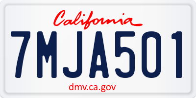 CA license plate 7MJA501