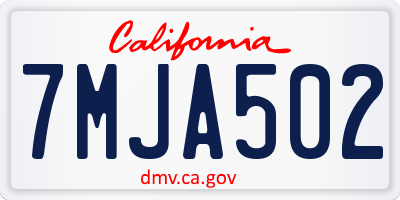 CA license plate 7MJA502