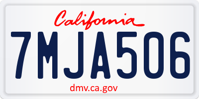 CA license plate 7MJA506