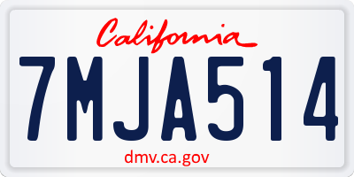 CA license plate 7MJA514
