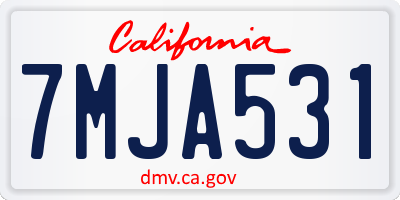 CA license plate 7MJA531