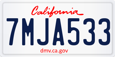 CA license plate 7MJA533