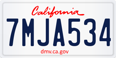 CA license plate 7MJA534