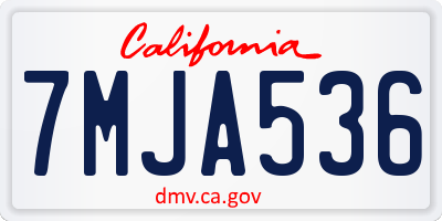 CA license plate 7MJA536