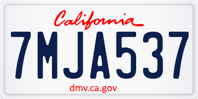 CA license plate 7MJA537