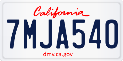 CA license plate 7MJA540