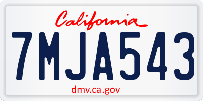 CA license plate 7MJA543