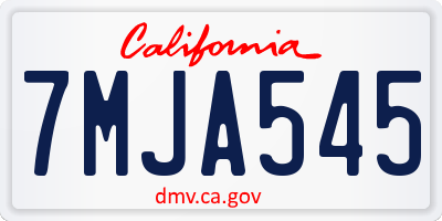 CA license plate 7MJA545