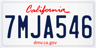 CA license plate 7MJA546